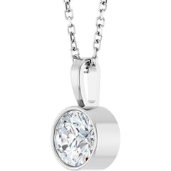Platinum 3/4 CT Natural Diamond Bezel-Set Solitaire 16-18" Necklace