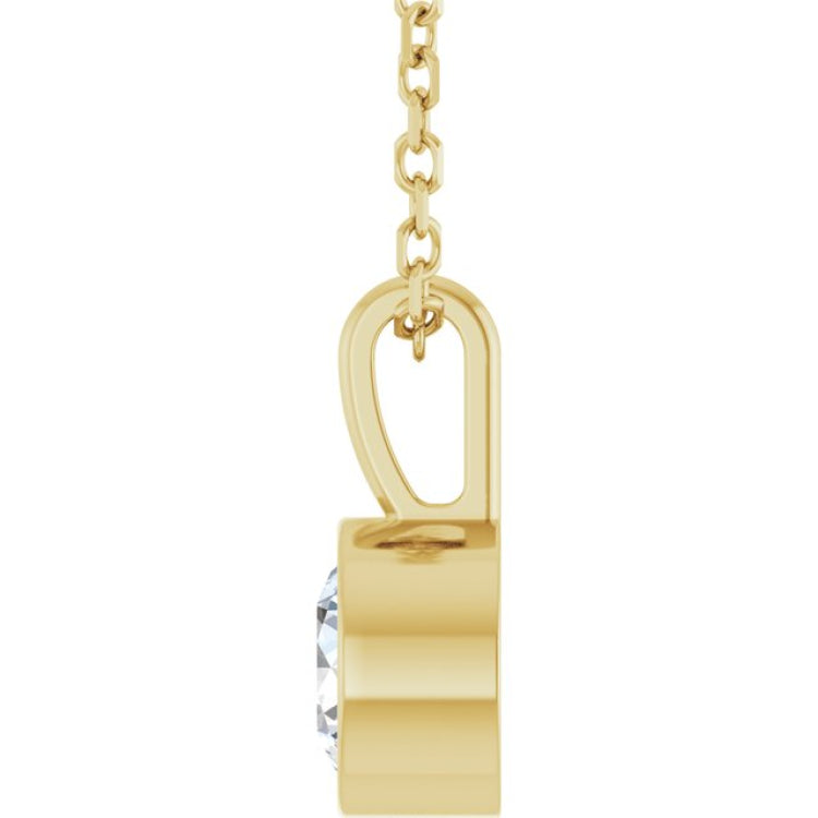14K Yellow Gold 1/2 CT Lab-Grown Diamond Bezel-Set Solitaire 16-18" Necklace