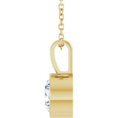 14K Yellow Gold 9/10 CT Lab-Grown Diamond Bezel-Set Solitaire 16-18" Necklace