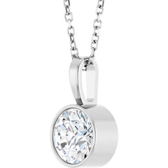14K White Gold 9/10 CT Lab-Grown Diamond Bezel-Set Solitaire 16-18" Necklace