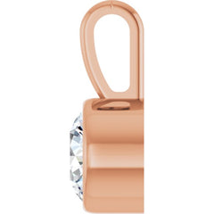 14K Rose Gold 1/3 CT Natural Diamond Bezel-Set Solitaire Pendant