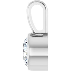 14K White Gold 1/3 CT Natural Diamond Bezel-Set Solitaire Pendant
