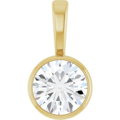 14K Yellow Gold 1/3 CT Natural Diamond Bezel-Set Solitaire Pendant