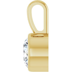 14K Yellow Gold 1/3 CT Natural Diamond Bezel-Set Solitaire Pendant