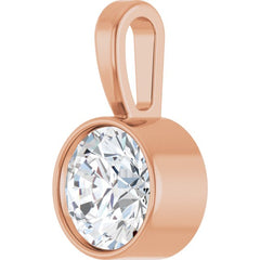 14K Rose Gold 1/2 CT Natural Diamond Bezel-Set Solitaire Pendant