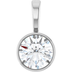 14K White Gold 1/2 CT Natural Diamond Bezel-Set Solitaire Pendant