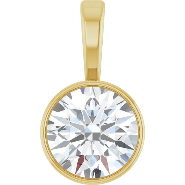 14K Yellow Gold 5/8 CT Natural Diamond Bezel-Set Solitaire Pendant