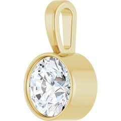 14K Yellow Gold 5/8 CT Natural Diamond Bezel-Set Solitaire Pendant