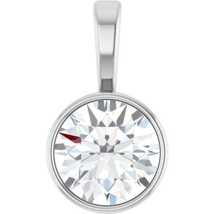 Platinum 3/4 CT Natural Diamond Bezel-Set Solitaire Pendant