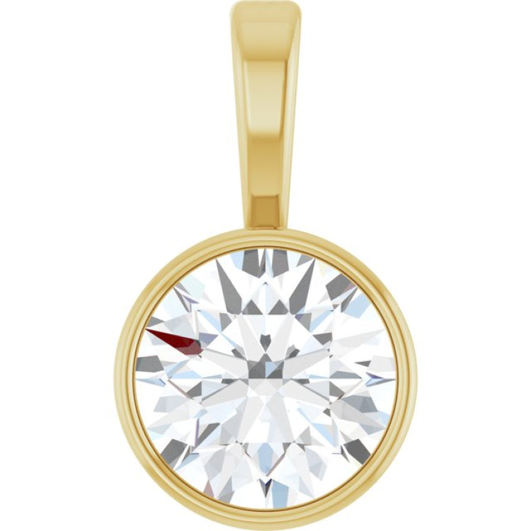14K Yellow Gold 3/4 CT Natural Diamond Bezel-Set Solitaire Pendant