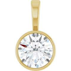 14K Yellow Gold 3/4 CT Natural Diamond Bezel-Set Solitaire Pendant
