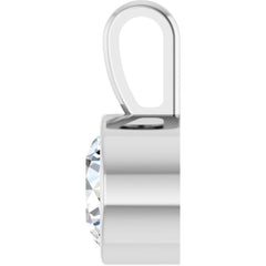 14K White Gold 3/4 CT Natural Diamond Bezel-Set Solitaire Pendant