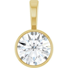 14K Yellow Gold 9/10 CT Natural Diamond Bezel-Set Solitaire Pendant