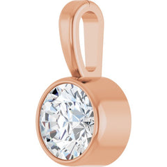 14K Rose Gold 1/3 CT Lab-Grown Diamond Bezel-Set Solitaire Pendant