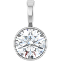 14K White Gold 5/8 CT Lab-Grown Diamond Bezel-Set Solitaire Pendant
