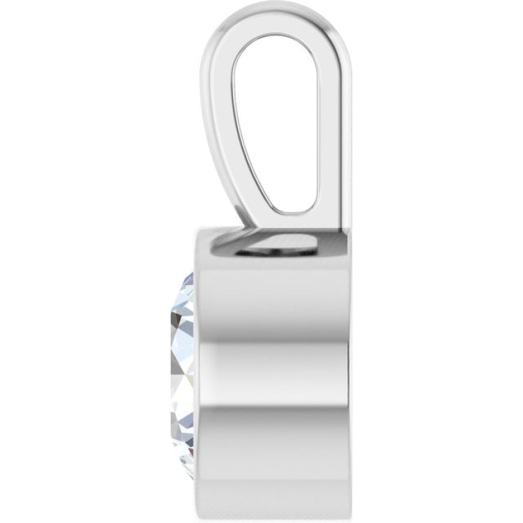 14K White Gold 5/8 CT Lab-Grown Diamond Bezel-Set Solitaire Pendant