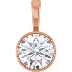 14K Rose Gold 5/8 CT Lab-Grown Diamond Bezel-Set Solitaire Pendant