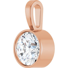 14K Rose Gold 5/8 CT Lab-Grown Diamond Bezel-Set Solitaire Pendant