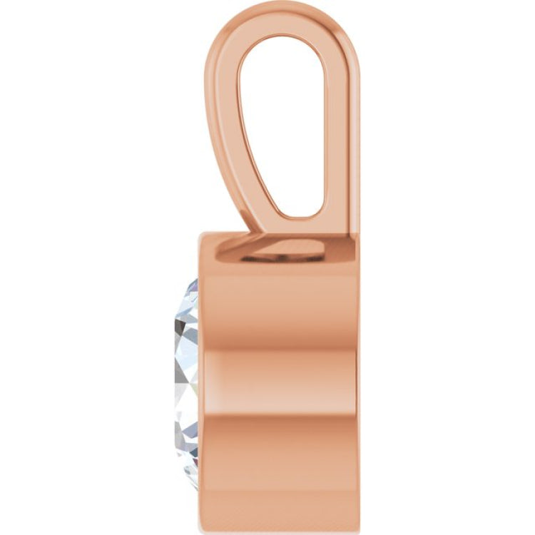 14K Rose Gold 5/8 CT Lab-Grown Diamond Bezel-Set Solitaire Pendant