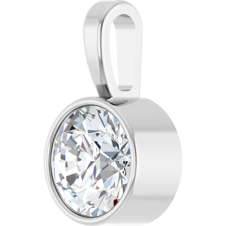 Platinum 5/8 CT Lab-Grown Diamond Bezel-Set Solitaire Pendant