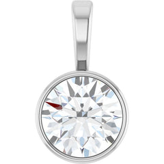 14K White Gold 5/8 CT Lab-Grown Diamond Bezel-Set Solitaire Pendant