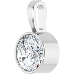 14K White Gold 5/8 CT Lab-Grown Diamond Bezel-Set Solitaire Pendant