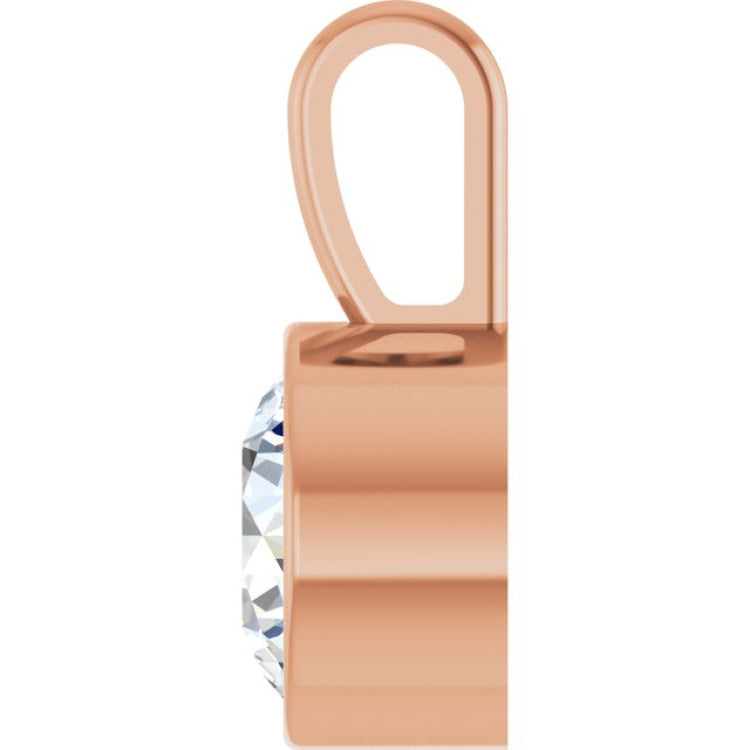 14K Rose Gold 9/10 CT Lab-Grown Diamond Bezel-Set Solitaire Pendant