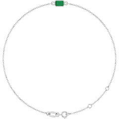 14K White Gold Lab-Grown Emerald 6 1/2-7 1/2" Bracelet