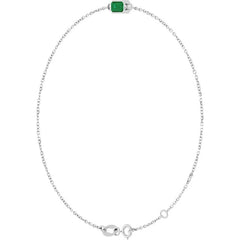 14K White Gold Lab-Grown Emerald 6 1/2-7 1/2" Bracelet