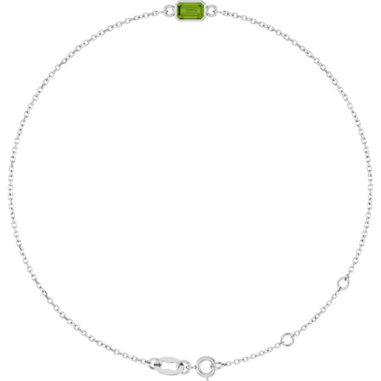 14K White Gold Natural Peridot 6 1/2-7 1/2" Bracelet
