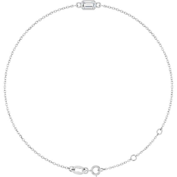 14K White Gold Natural White Sapphire 6 1/2-7 1/2" Bracelet