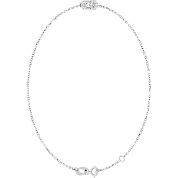 14K White Gold Natural White Sapphire 6 1/2-7 1/2" Bracelet
