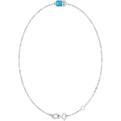 14K White Gold Natural Aquamarine 6 1/2-7 1/2" Bracelet