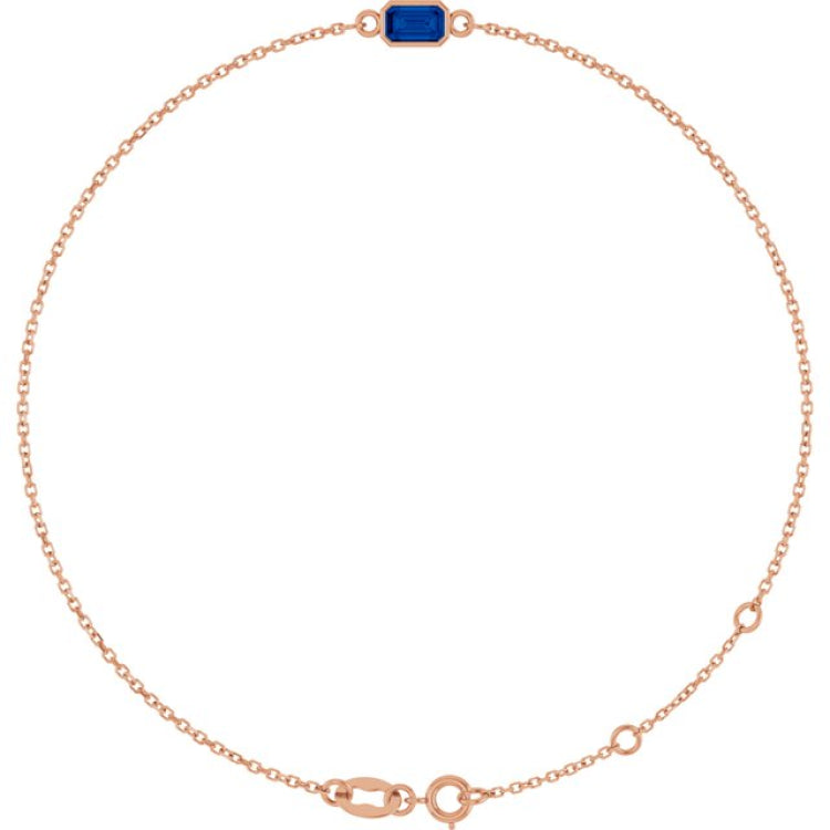 14K Rose Gold Lab-Grown Blue Sapphire 6 1/2-7 1/2" Bracelet