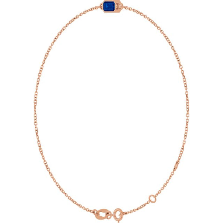 14K Rose Gold Lab-Grown Blue Sapphire 6 1/2-7 1/2" Bracelet