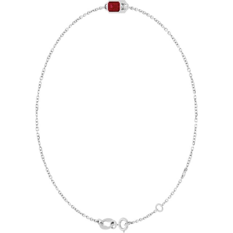 14K White Gold Lab-Grown Ruby 6 1/2-7 1/2" Bracelet