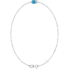 14K White Gold Natural Blue Zircon 6 1/2-7 1/2" Bracelet