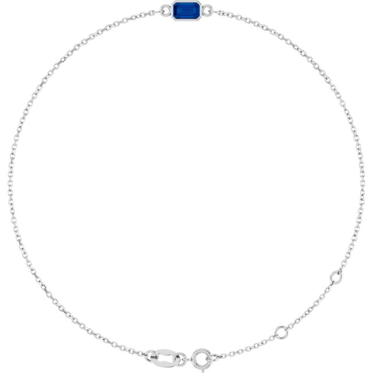 14K White Gold Natural Blue Sapphire 6 1/2-7 1/2" Bracelet