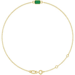 14K Yellow Gold Natural Emerald 6 1/2-7 1/2" Bracelet