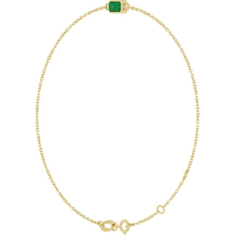 14K Yellow Gold Natural Emerald 6 1/2-7 1/2" Bracelet