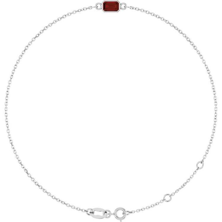 14K White Gold Natural Mozambique Garnet 6 1/2-7 1/2" Bracelet