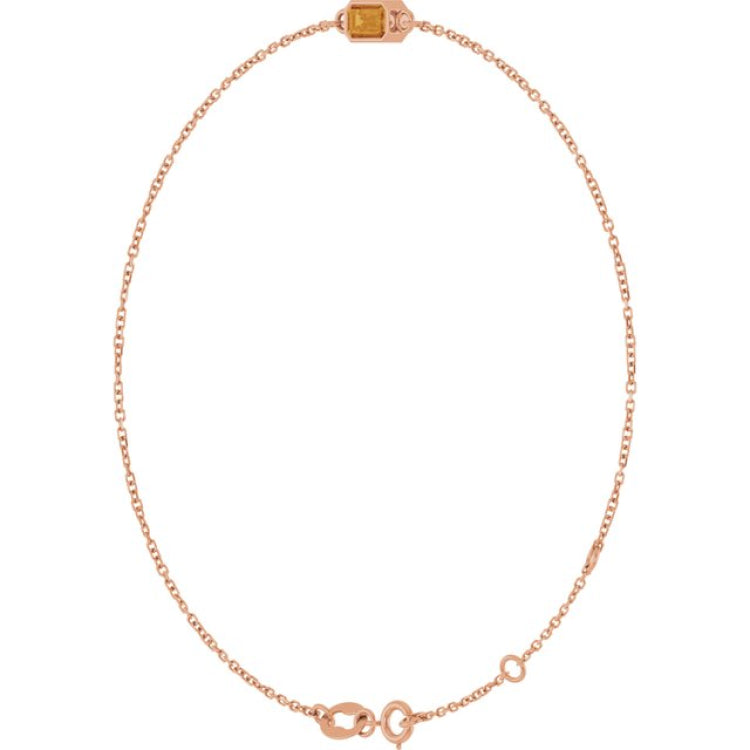 14K Rose Gold Natural Citrine 6 1/2-7 1/2" Bracelet