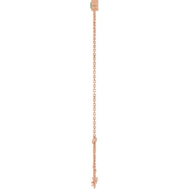 14K Rose Gold Natural Emerald 6 1/2-7 1/2" Bracelet