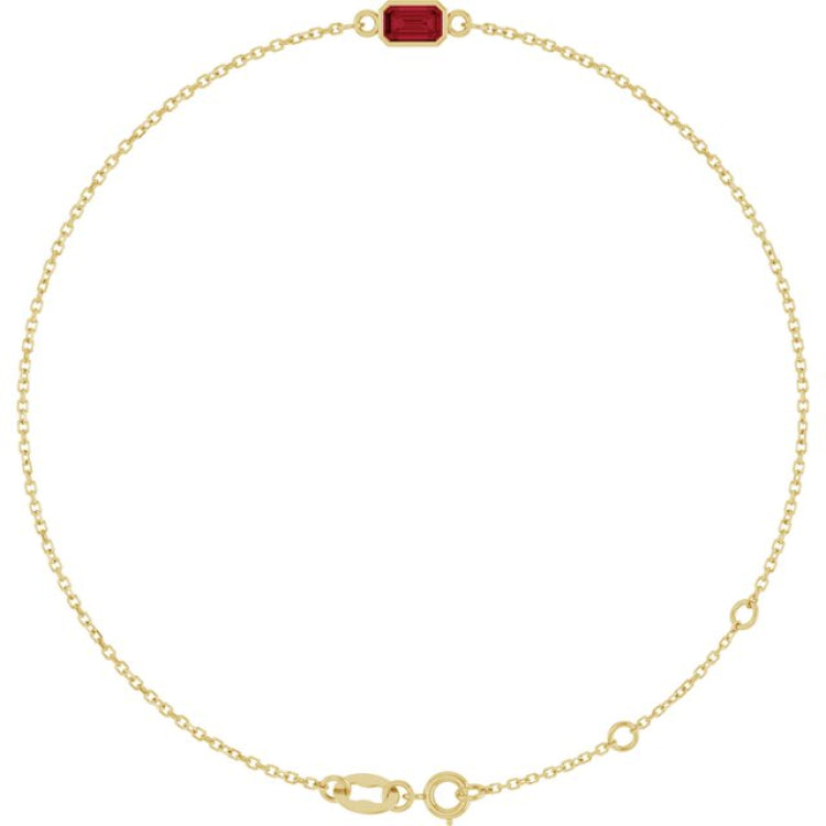 14K Yellow Gold Lab-Grown Ruby 6 1/2-7 1/2" Bracelet