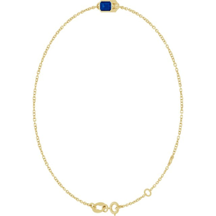 14K Yellow Gold Lab-Grown Blue Sapphire 6 1/2-7 1/2" Bracelet
