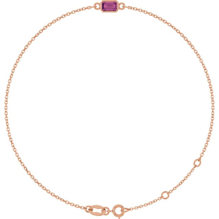 14K Rose Gold Natural Pink Tourmaline 6 1/2-7 1/2" Bracelet
