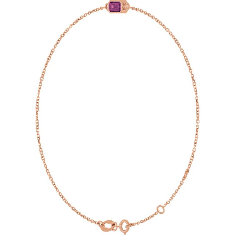 14K Rose Gold Natural Pink Tourmaline 6 1/2-7 1/2" Bracelet