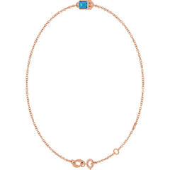 14K Rose Gold Natural Blue Zircon 6 1/2-7 1/2" Bracelet