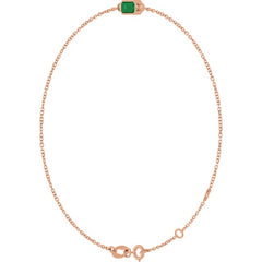 14K Rose Gold Lab-Grown Emerald 6 1/2-7 1/2" Bracelet