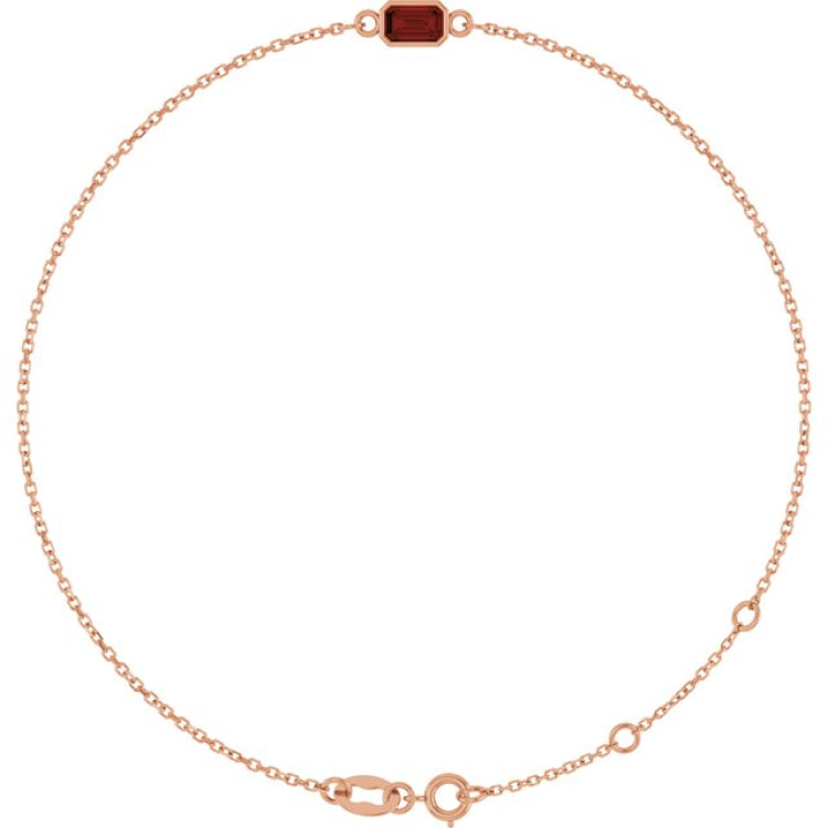 14K Rose Gold Natural Mozambique Garnet 6 1/2-7 1/2" Bracelet